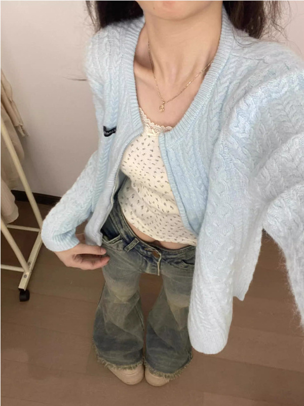 灰色针织开衫外套女软糯毛衣2025春秋新款小香风外搭短款拉链上衣|undefined