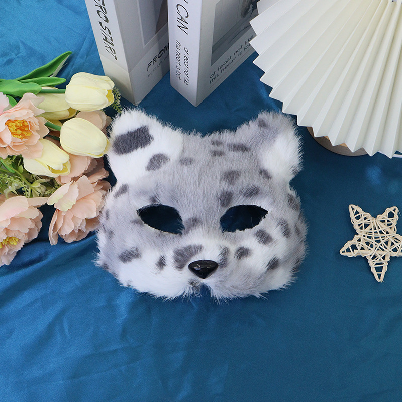 Máscaras transfronterizas de leopardo de peluche máscaras de gato animales semi-cara completa DIY pequeño zorro charlar Halloween al por mayor
