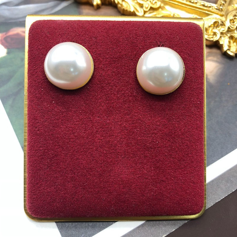 Solid Color Pattern Wholesale Jewelry Retro Solid Color Imitation Pearl Alloy Plating Earrings Necklace
