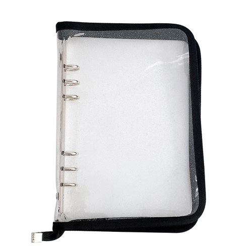 Korean PVC transparent sparkles binder zipper hole handnotebook card case cover photo album name card storage bag