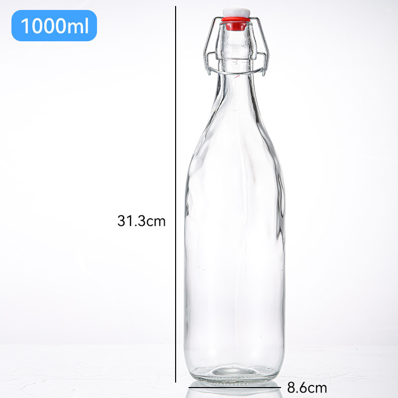 Botella de vino de cierre de vidrio transparente botella de cerveza de enzima botella de vino de hielo botella vacía de vidrio sellado botella de cerveza