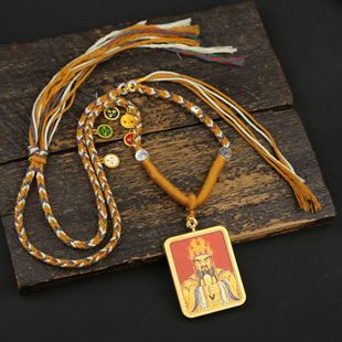 Mineral Sand Thangka Portrait Titanium Steel Gawu Box Zajiram Yellow God of Wealth Xizang Mandala Necklace Portable Buddhist Taoist