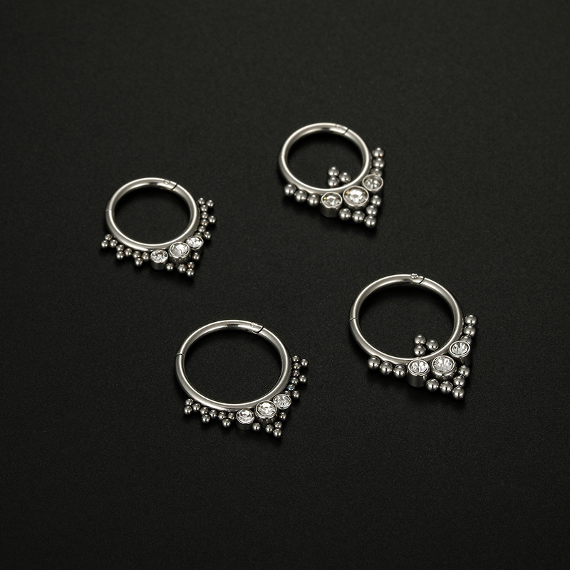 Round Pattern Women'S, Unisex Gender 1 Piece 316L Stainless Steel  Zircon Nose Rings & Studs Round Waterproof Non Tarnish Surgical Steel Nose Rings & Studs