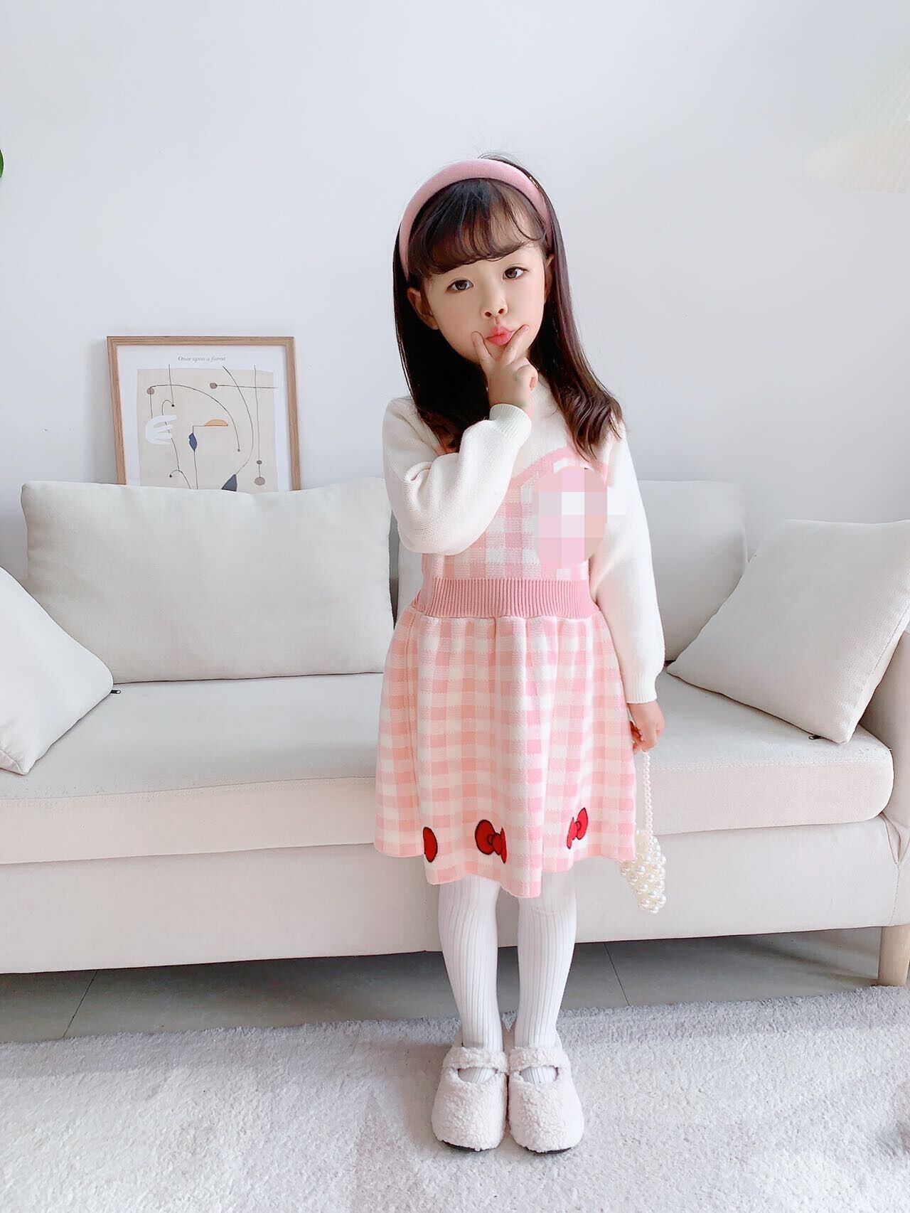 Ragazze Di Lana D 2023 Inverno Nuova Bambina Alla Moda Falso in Due Pezzi Del Fumetto Ricamato a Maniche Lunghe per Bambini_voghion.com