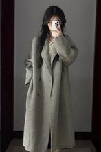 赫本风灰色西装毛呢子外套女秋冬季新款小个子中长款大衣