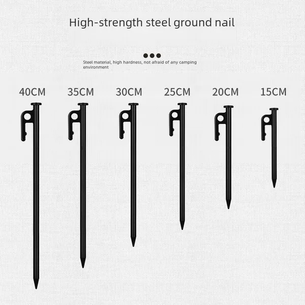 Outdoor bold tent ground nail black steel nail camping canopy accessories beach camp nail canopy ground nail 20 30 40