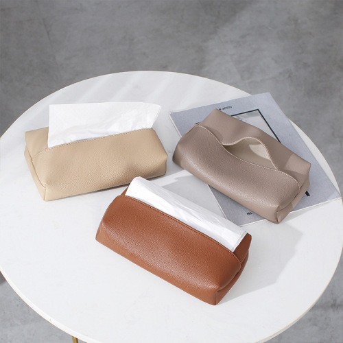 Wholesale creative leather tissue box Nordic style home living room light luxury tissue box bedroom high-end paper tissue box
