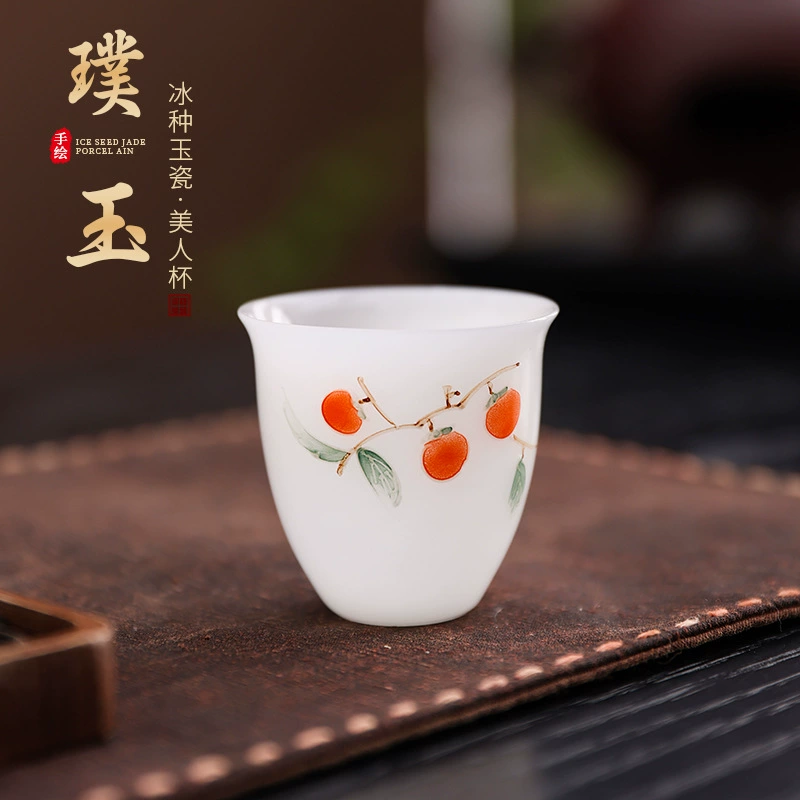 Сырой нефритовый фарфоровый ручной росписью маленькая мастери-вая чашка одинарная чашка с крышкой личная чайная чашка дамская маленькая чайная чашка красочная чашка