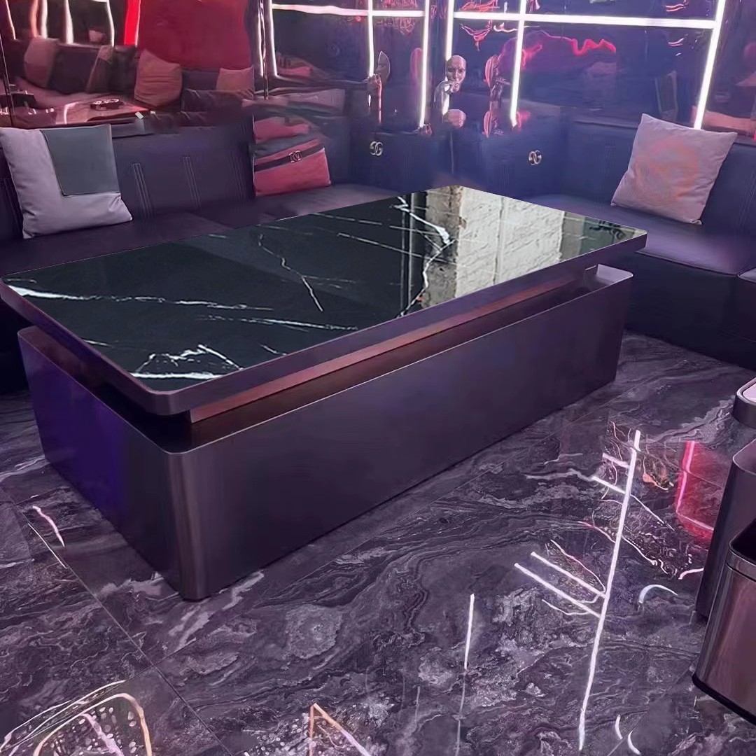 고급 흑백 루트 슬레이트 엣지 커피 테이블(재고 있음)