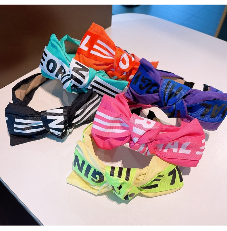 Fashion Wide Big Bow Letter Contrast Color Ribbon Headband Wholesale display picture 15
