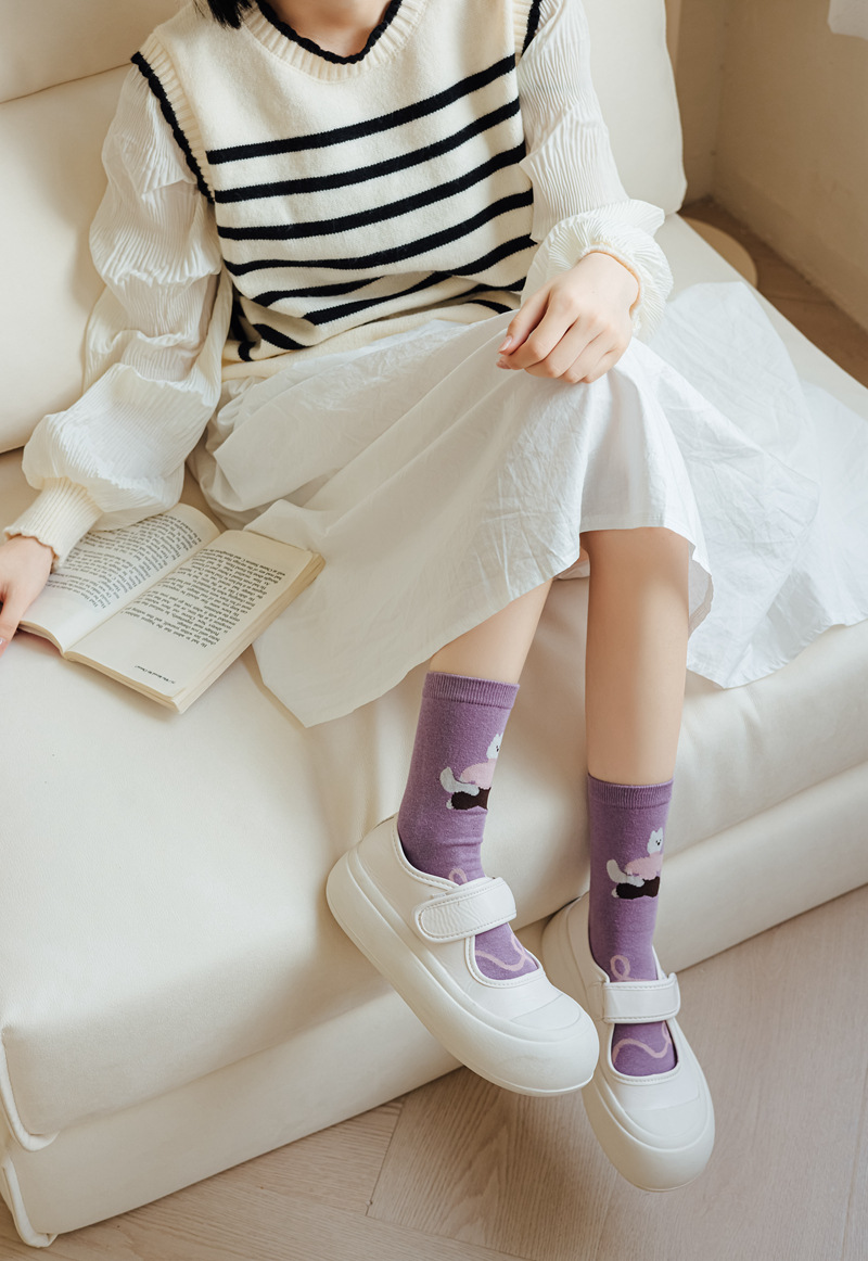 Frauen Herbst Und Winter Reine Baumwolle Fünf Finger Socken Gedruckt Split Toe Socken Vintage Bequeme Socken – Detail 15