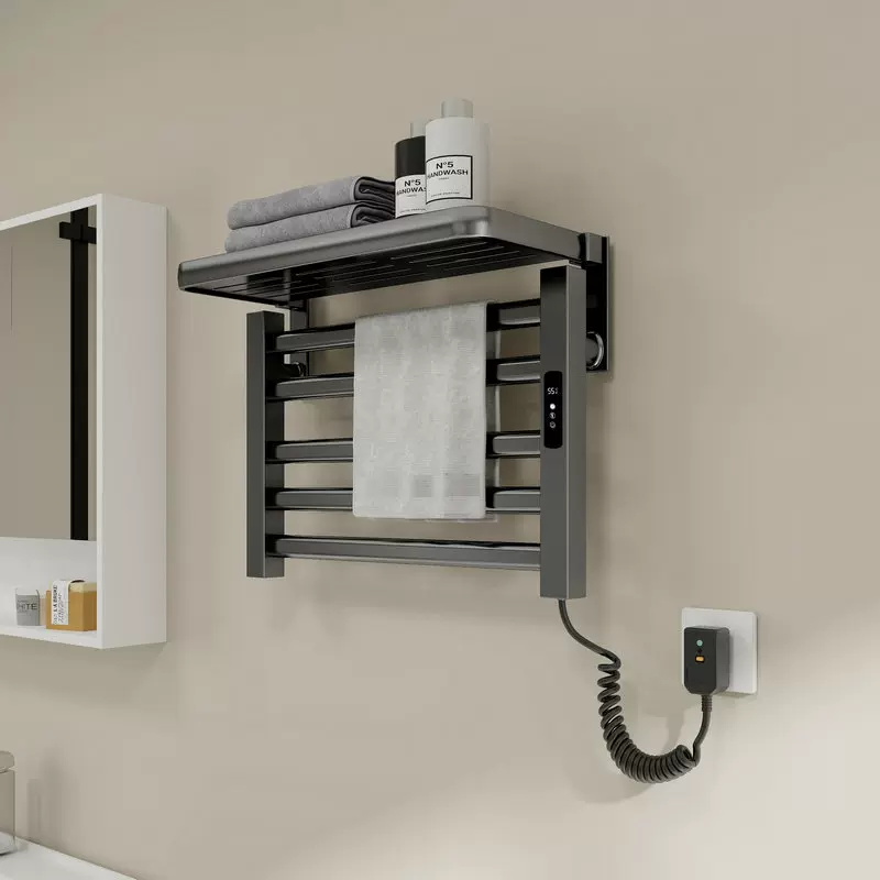 电热毛巾架智能恒温烘干浴室卫生间电加热毛巾杆免打孔置物架定制