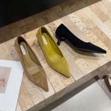 DAPAISHOW大牌秀K716—1高跟鞋绒面尖头单鞋女通勤浅口低跟鞋