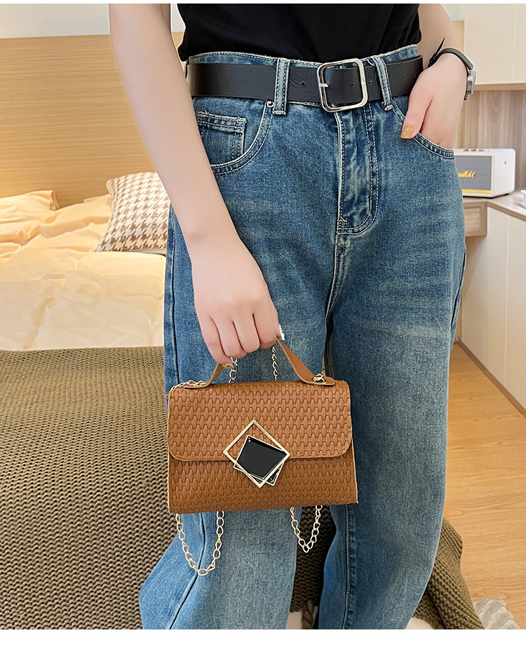 Fashion Style Women's Small Pu Leather Lingge Fashion Square Magnetic Buckle Crossbody Bag