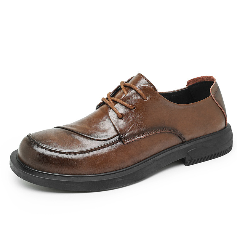 Zapatos de cuero para hombres jóvenes, tendencia coreana, zapatos casuales de negocios de suela blanda británica, zapatos formales de traje de cuero de alta gama