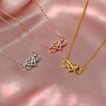 跨境wish 亚马逊时尚欧美女式金色心形幸运8钻石爱心吊坠项链首饰