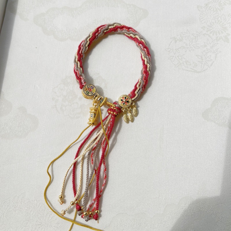 Mano tejida estilo Xizango mano cuerda zachilam mano cuerda verde madre cinco maestro thangka pulsera Xizanga mano cuerda regalo femenino