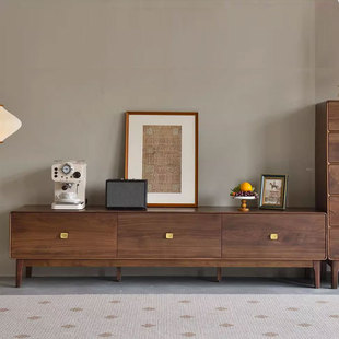North American Black Walnut Solid Wood Tv Cabinet Living Room Home Storage Storage Cabinet Light Luxury High-End Floor Cabinet Normcore