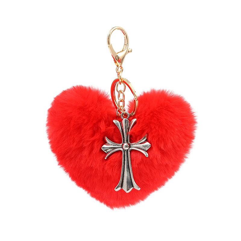 Amor llavero de peluche colgante melocotón corazón llavero colgante accesorios de la joyería bolsa de bolas de piel adornos pequeño regalo