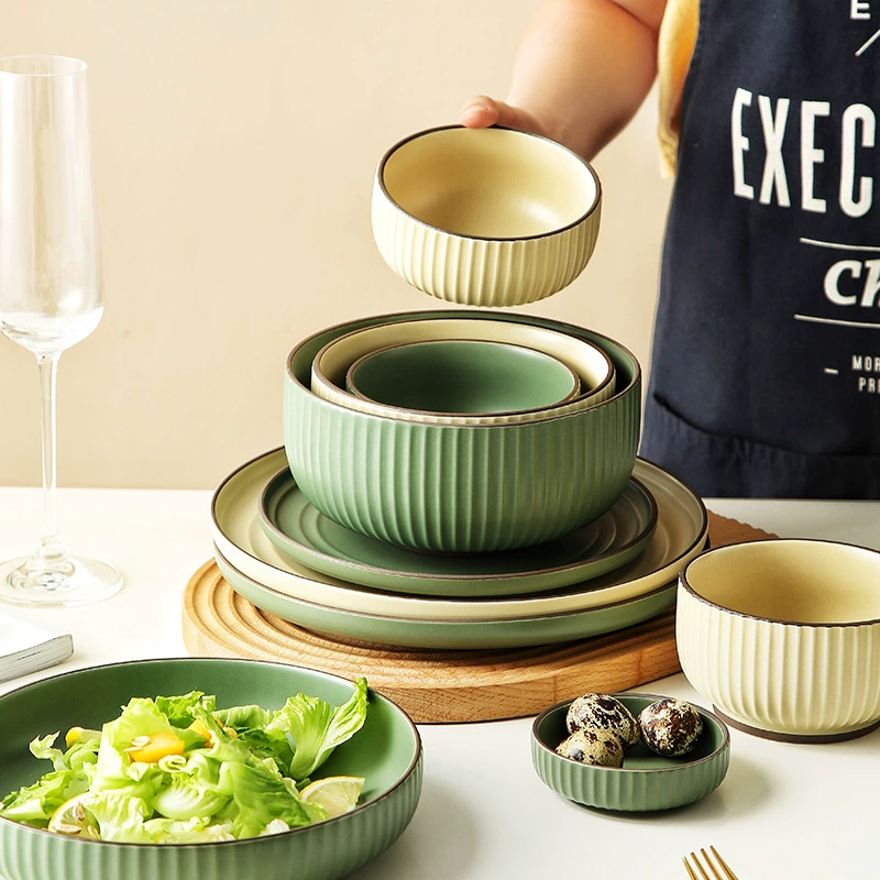 Ceramic tableware set, Scandinavian style, simple elegant design — assorted plates and bowls