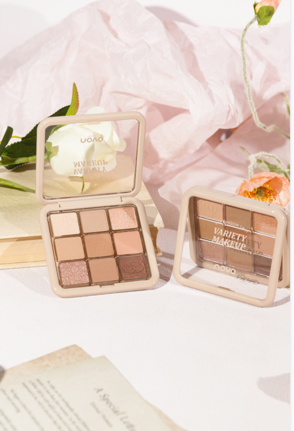 NOVO nine-color eyeshadow palette, earth tones, super shiny, no smudging, sparkling, waterproof, high-end feel, affordable student Instagram undefined