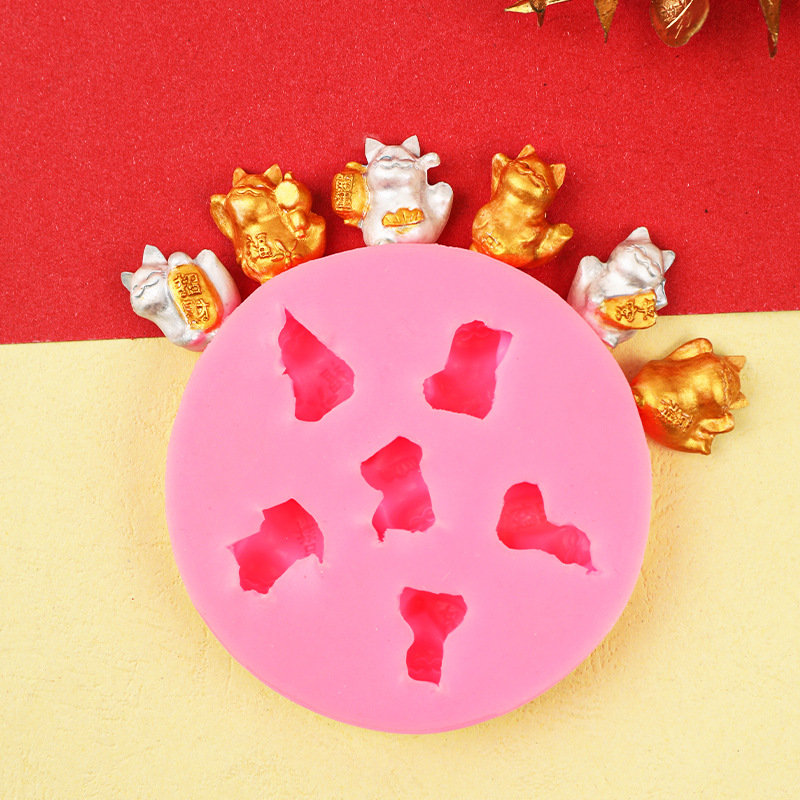 Una variedad de modelado gato afortunado gato auspicioso molde de silicona hornear decoración de arcilla epoxi cerámica suave herramienta hecha a mano Accesorios
