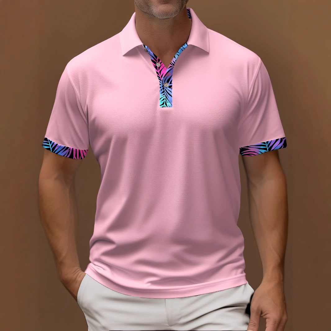 Men's Polo Shirt Cross-Border New Style Collar Cuffs Contrasting Color Business Casual Summer Polo Shirt Short-Sleeved Men