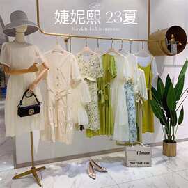 婕妮熙2023夏OL休闲收腰百搭连衣裙时尚活力上衣短裙网红直播尾货