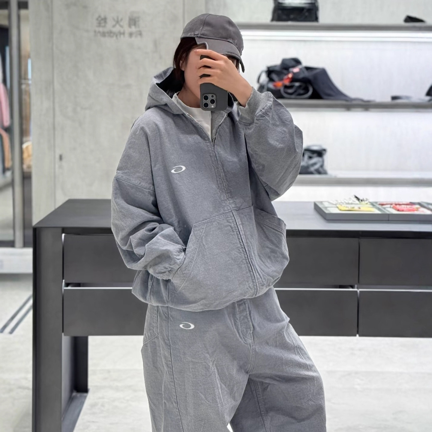 2025 New Foreign Trade Cross-Border Original Paris B Brand Runway Gray Denim Single-Ring Jacket Coat