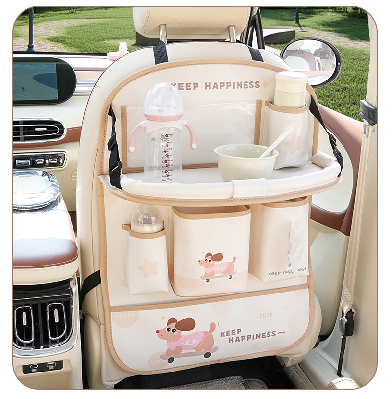 Creative Car-Mounted Folding Small Table Storage Hanging Bag Car Seat Back Storage Bag Car Trash Can Tissue Box