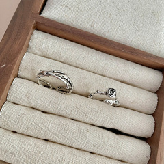 Lan Zhi Flower Vintage Personality 925 Silver Ring, Non-Fading, Simple and Minimalist, Unconventional Open Finger Ring, Popular Hand Accessory