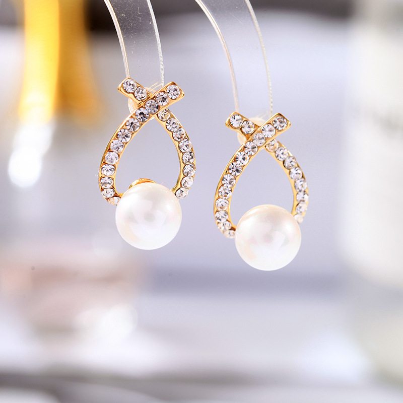 Boucles D&#39;oreilles En Diamant À La Mode Et Perle En Gros display picture 6