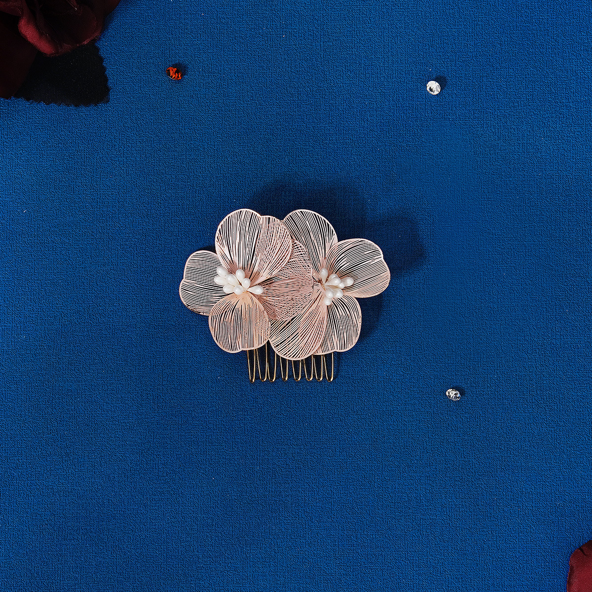 Women's Gender Retro Flower Metal Handmade Insert Comb
