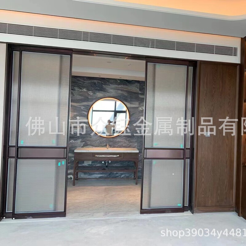 Hotel Restaurant Bathroom Bathroom Mirror Modern Simple Led Light-Emitting Mirror Narrow Edge Bronze Stainless Steel Mirror Frame