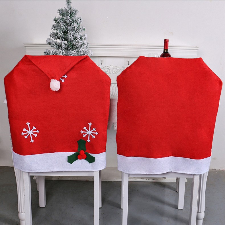 Decoraciones navideñas no tejidas cubierta de silla de nieve cubierta de mesa de comedor sombreros festivos cubierta de silla