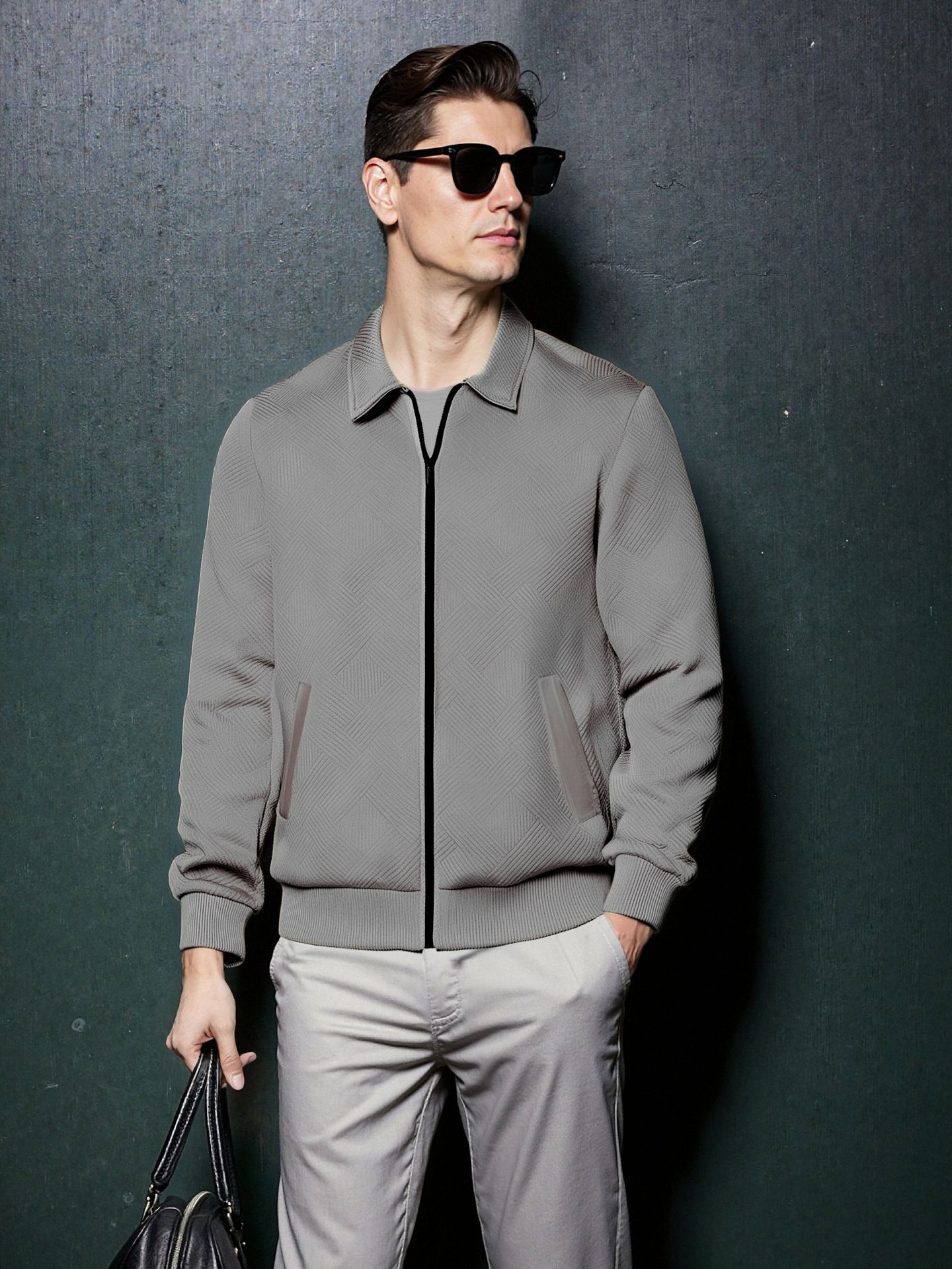 Herren Slim Fit Strickjacke – Leichter, lässiger Reißverschlussmantel für Herbst und Frühling_voghion.com