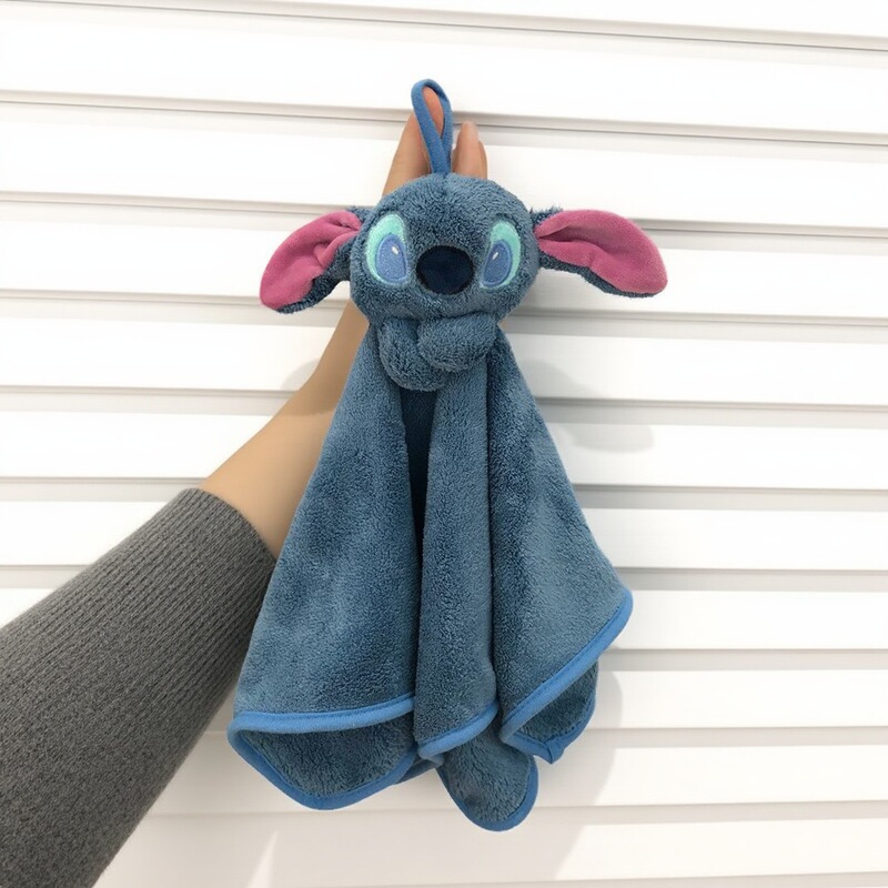 Cartoon Hand Towel Can Be Hung, Cute Stitch Kitchen Towel, Household Lint-Free, Water-Absorbent Coral Velvet for Kidsren