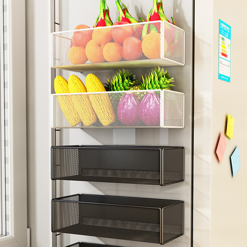 Kitchen refrigerator shelf side storage magnetic onion ginger garlic box side hanging basket artifact complete box shelf vegetables