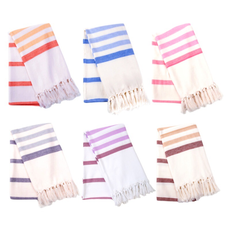 Striped yarn-dyed Turkish beach towel foreign trade cotton tassel bath towel Turkish towel beach sunscreen shawl