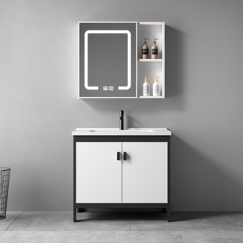 gabinete de baño de aluminio espacial combinado lavabo lavabo cerámica integrado lavabo lavabo inodoro inteligente