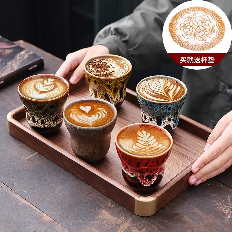 窑变 陶瓷杯盏卡布奇诺主人杯单杯拿铁窑变复古家用咖啡杯茶咖杯