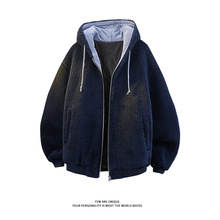 美式复古格子豹纹羊羔毛棉衣情侣装男女棉袄冬季宽松连帽棉服外套