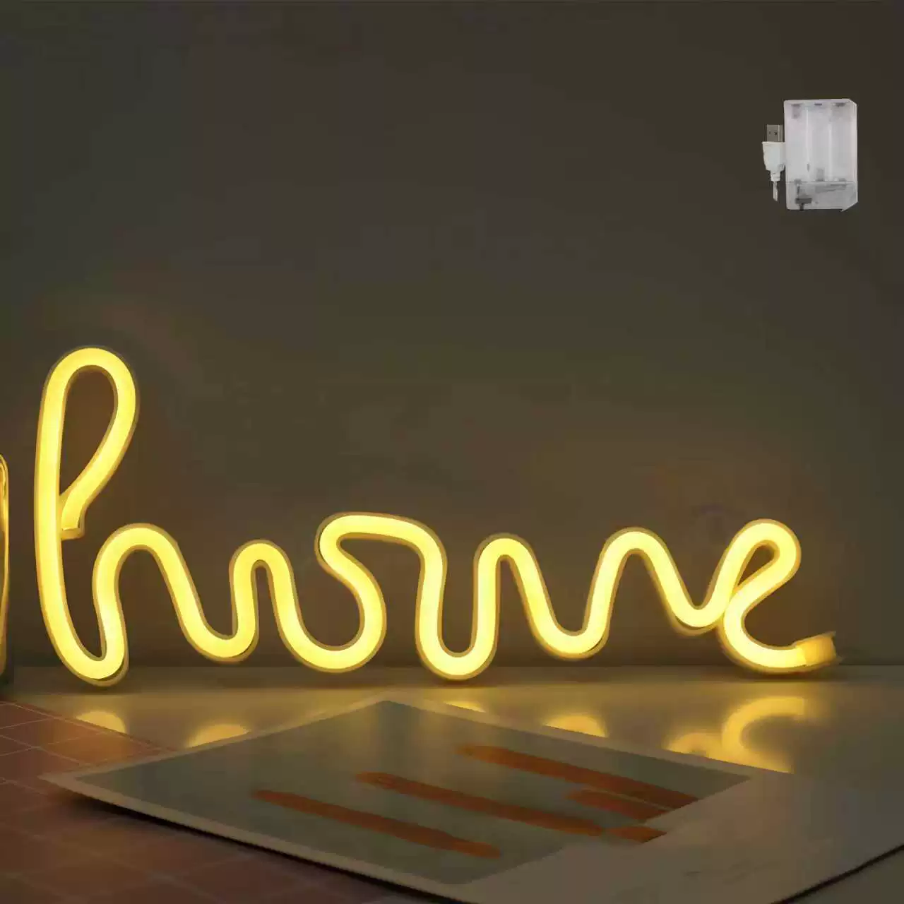 LED неоновая панель‑подвес, многоцветная, питание батарея + USB, для стены и стола