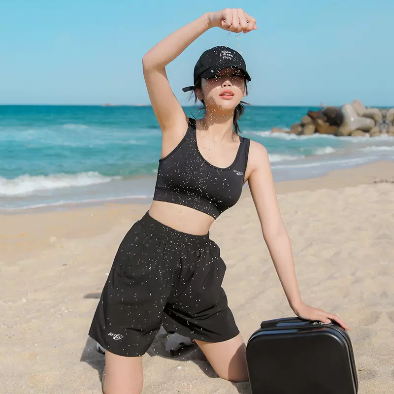 韩国女士运动单件文胸速干小胸泳衣平角新款泳裤保守度假批发泳装