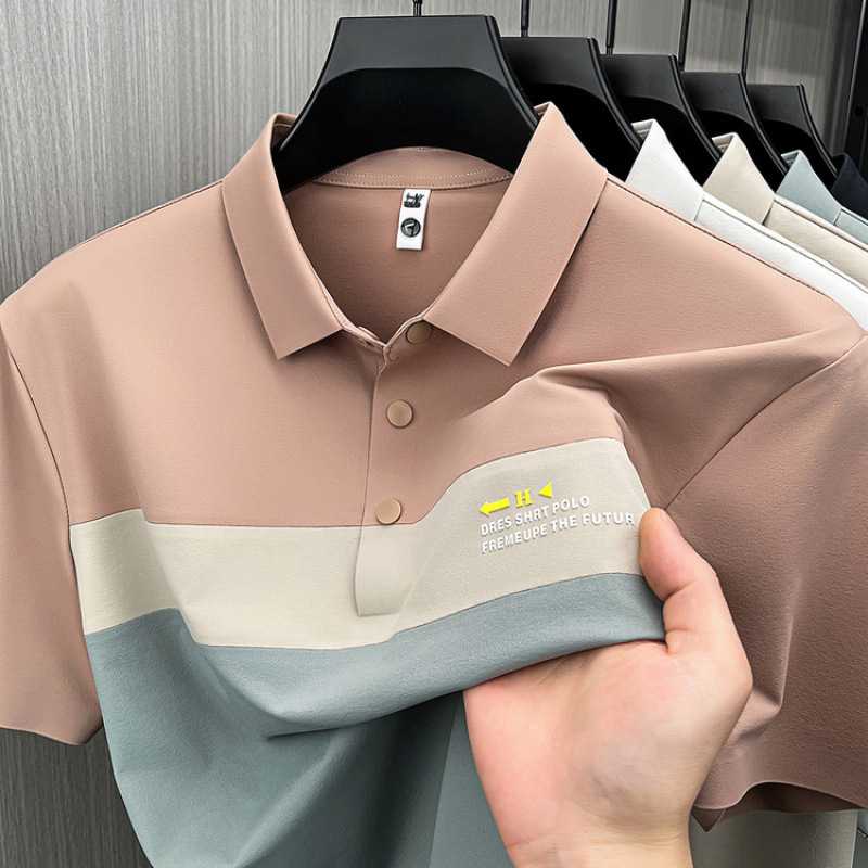 冰丝短袖t恤男士翻领上衣2026夏休闲商务半袖Polo衫宽松休闲上衣