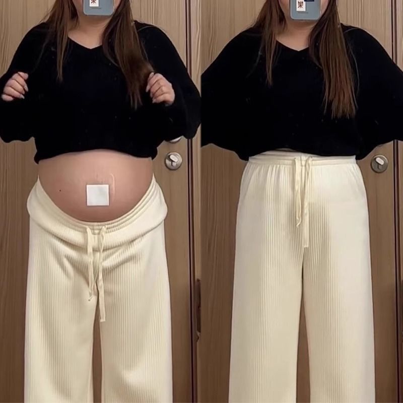 梨形身材遮胯显瘦冰丝阔腿裤子女胖mm夏季薄款高腰宽松直筒休闲裤|undefined