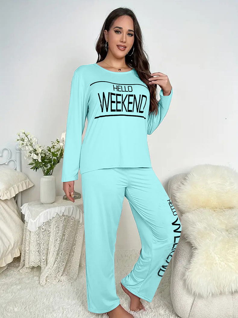 Conjunto de pijama estampado para mujer ropa de estar por casa_voghion.com