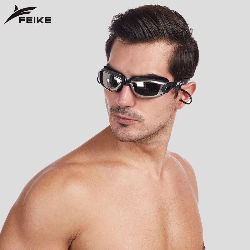 Gafas de natación para hombres de alta definición, gafas de natación anti-neblame para adultos, niños y niñas con tapones de auriculares, gafas de natación de marco grande, cubierta de sombrero