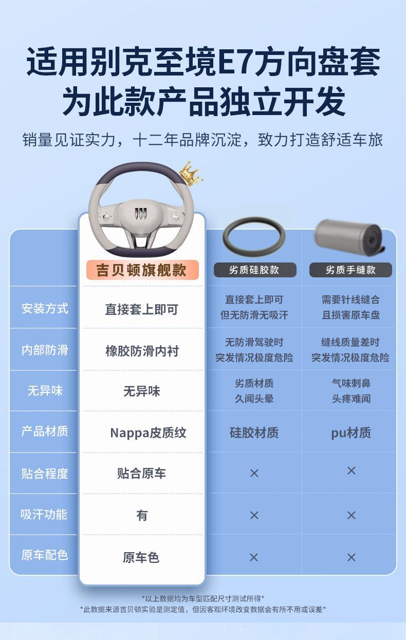 2026 Buick E7 Steering Wheel Cover Ultra-Thin Genuine Leather Non-Slip Turbo Version Anti-Sweat and Sweat-Absorbent Handle Cover for All Seasons