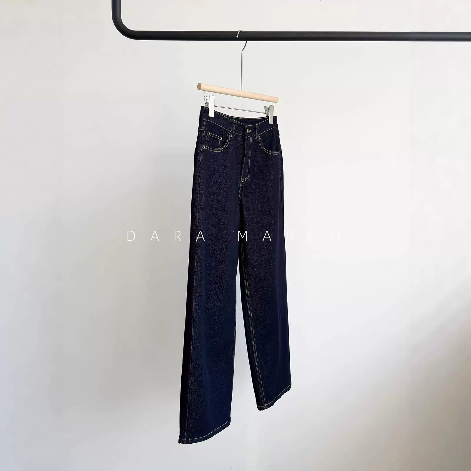 百搭神裤~小禾柜上3K棉弹直筒阔腿牛仔裤小个显腿长女26早春